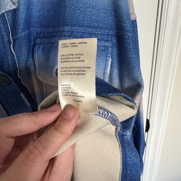 Free People Blue and Cream Ombre Button-Up Shacket - Picture 8 of 8